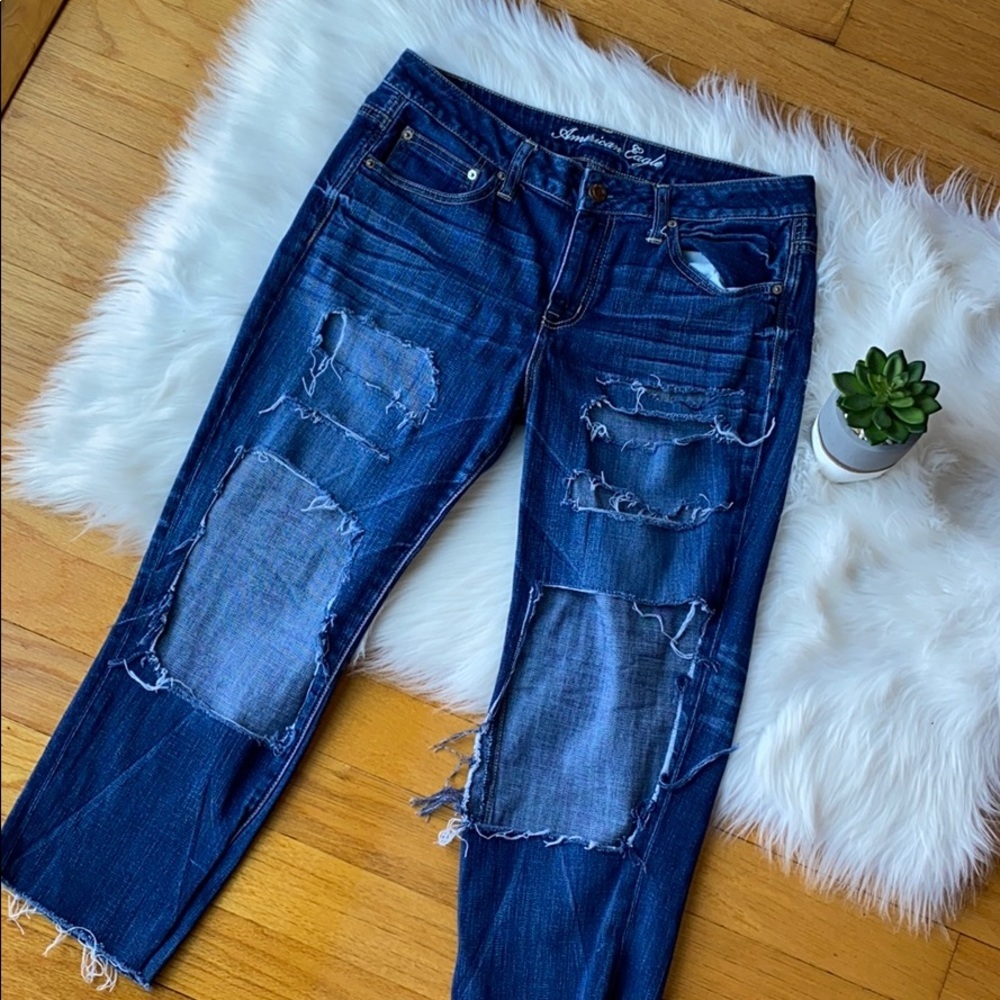 American Eagle slouchy distressed jeans